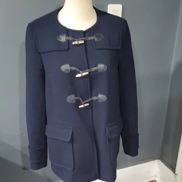 Sandro Women's Navy Toggle Pea Coat - Picture 10 of 17